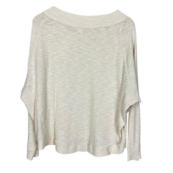 We The Free Cream Boat Neck Button Up Cotton Blend Knit Thermal Size Medium - Picture 5 of 10